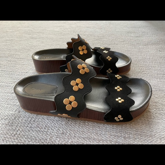 CHLOE LAUREN STUDDED PLATFORM SANDAL 38/ 8 - Picture 3 of 9